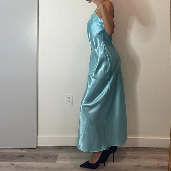 Turquoise Blue Silky Dress - Picture 2 of 5